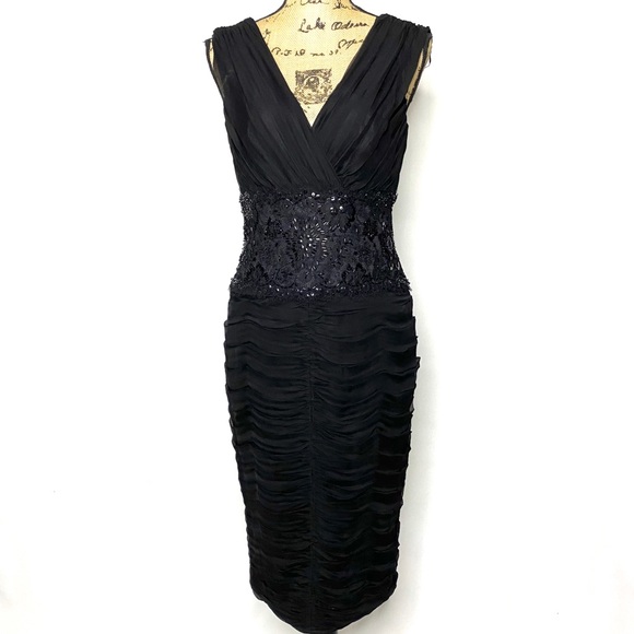 Tadashi Black Embellished Cocktail Dress - Picture 1 of 11